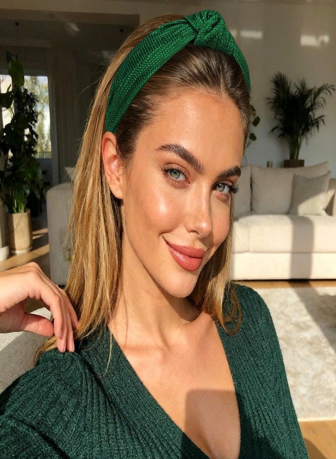 ييسيون طوق رأس YISSION أخضر مرصع بأحجار الراين، بتصميم عقدة، للنساء والفتيات، طوق شعر مبطن مرصع بالكامل بالكريستال اللامع، إكسسوار شعر احتفالي لحفلات عيد الميلاد وكهدية - Image 5